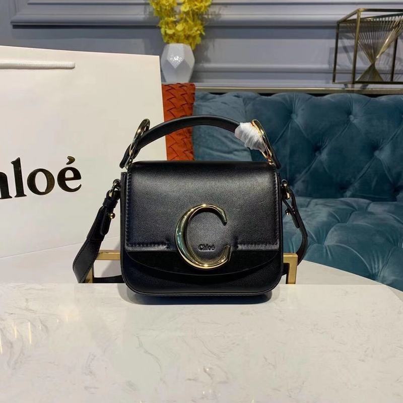 Chloe Original Calfskin Leather Top Handle Small Bag 3S030 Black