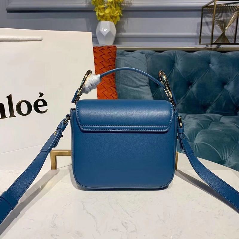 Chloe Original Calfskin Leather Top Handle Small Bag 3S030 Blue