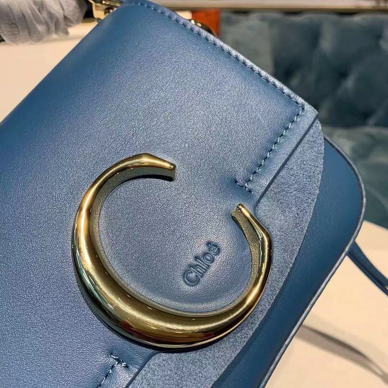 Chloe Original Calfskin Leather Top Handle Small Bag 3S030 Blue