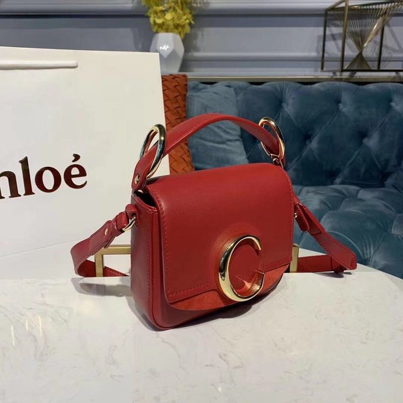 Chloe Original Calfskin Leather Top Handle Small Bag 3S030 Red