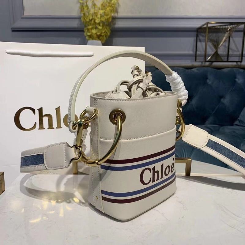 Chloe Roy Mini Smooth Leather Bucket Bag 3S508 White