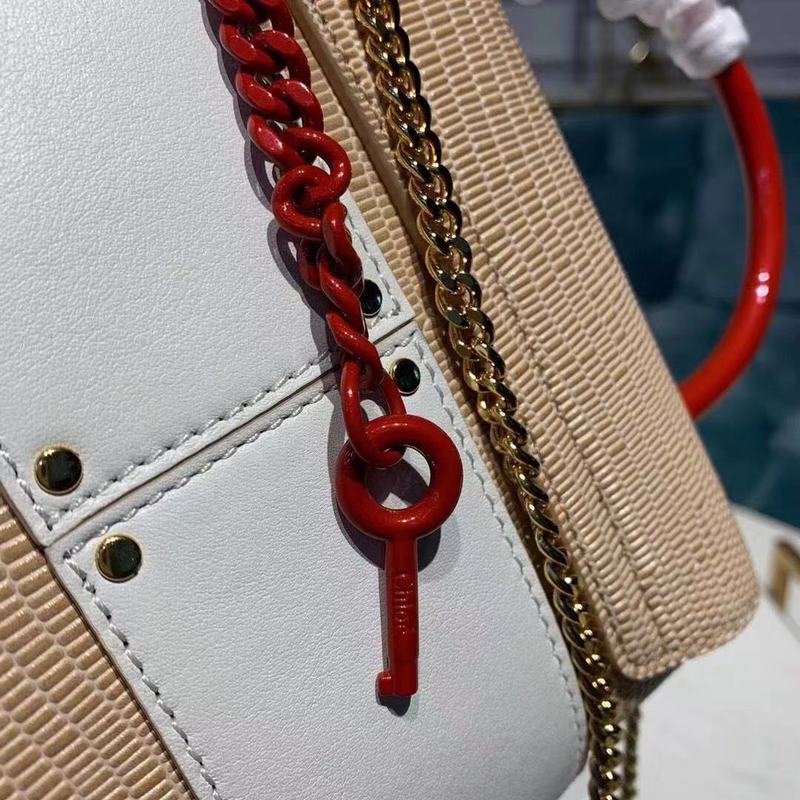 Chloe Small Aby Lock Chain Bag in Embossed Lizard Effect on Calfskin & Goatskin 3S035 White