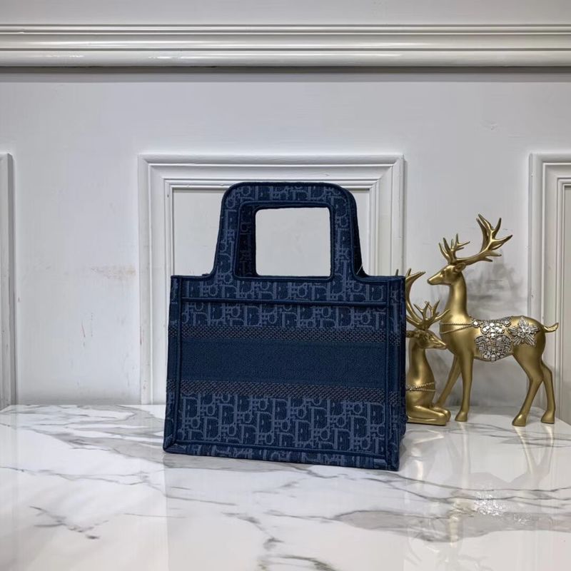 DIOR TOTE BAG IN EMBROIDERED CANVAS C0195 Blue