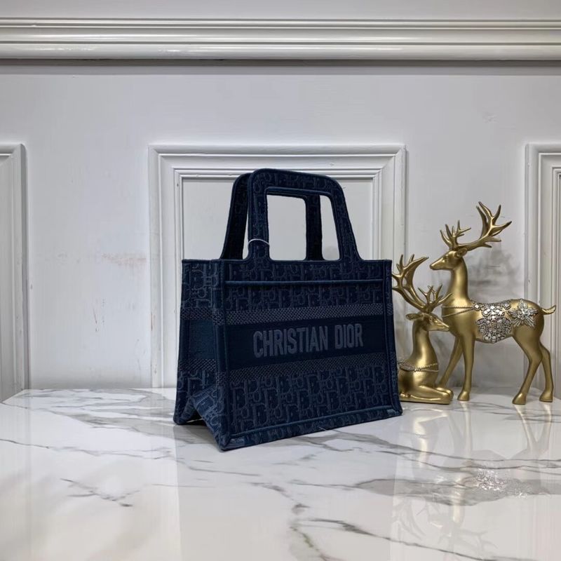 DIOR TOTE BAG IN EMBROIDERED CANVAS C0195 Blue