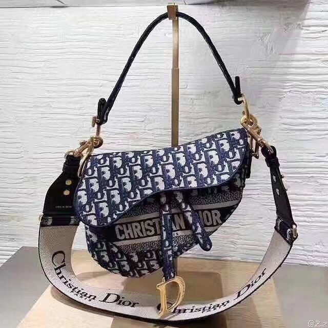 Dior SADDLE DENIM CANVAS BAG C0158 Denim Black