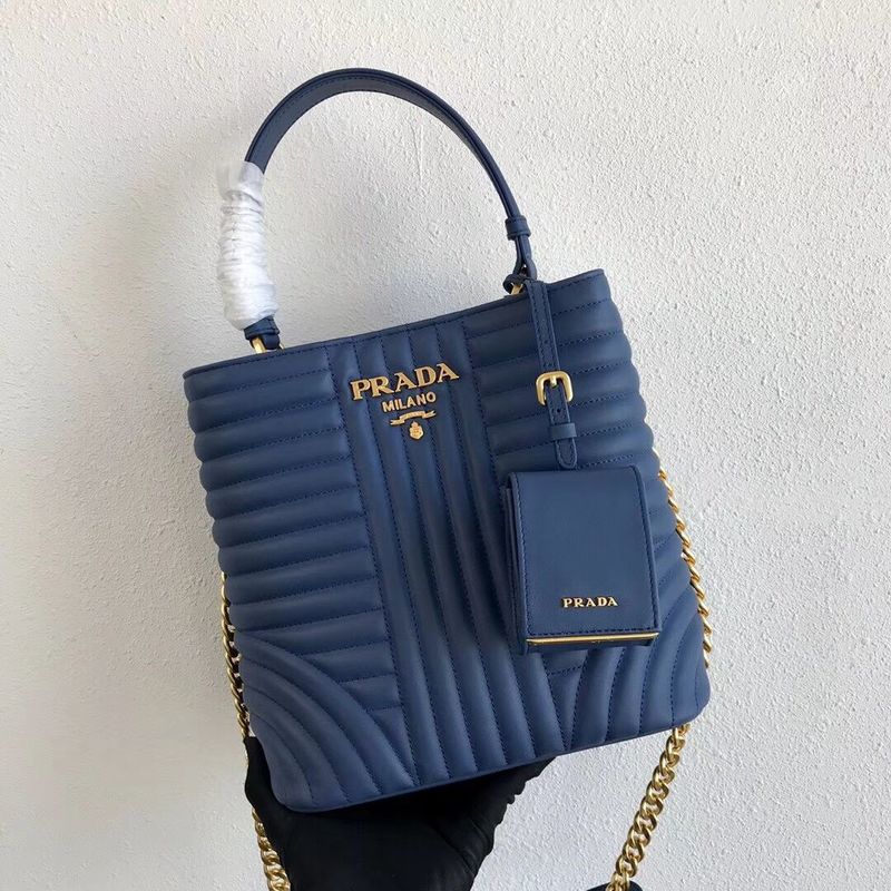 Prada Double Saffiano Original Calfskin Leather Bag 1BA212 Blue