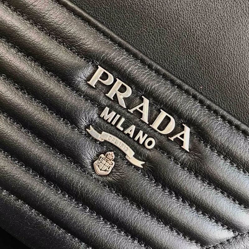 Prada Original Calfskin Leather Bucket Bag 1BH038 Black