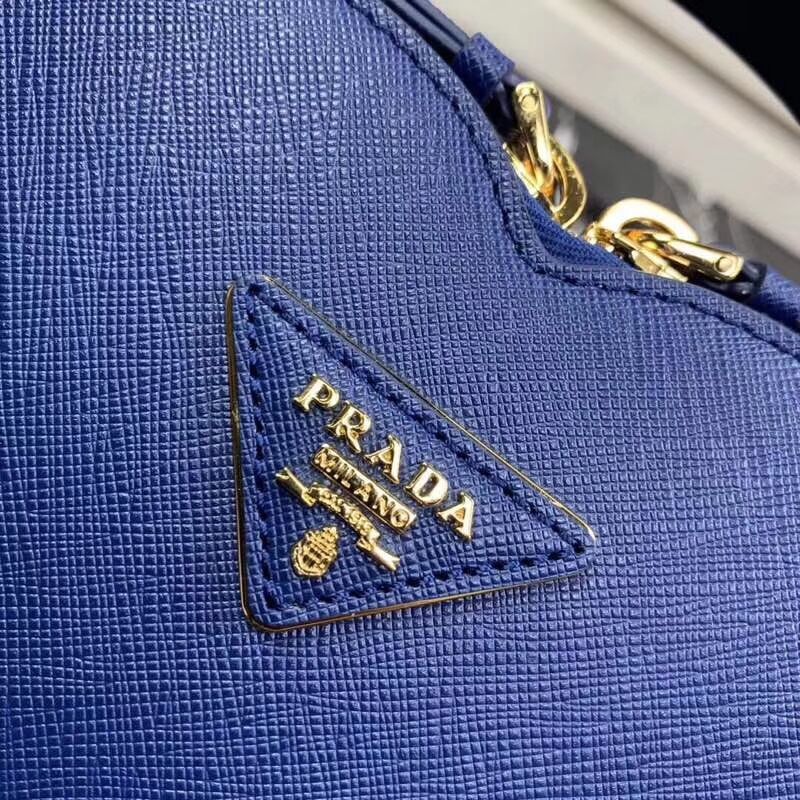 Prada Saffiano Original Leather Tote Heart Bag 1BH144 Blue