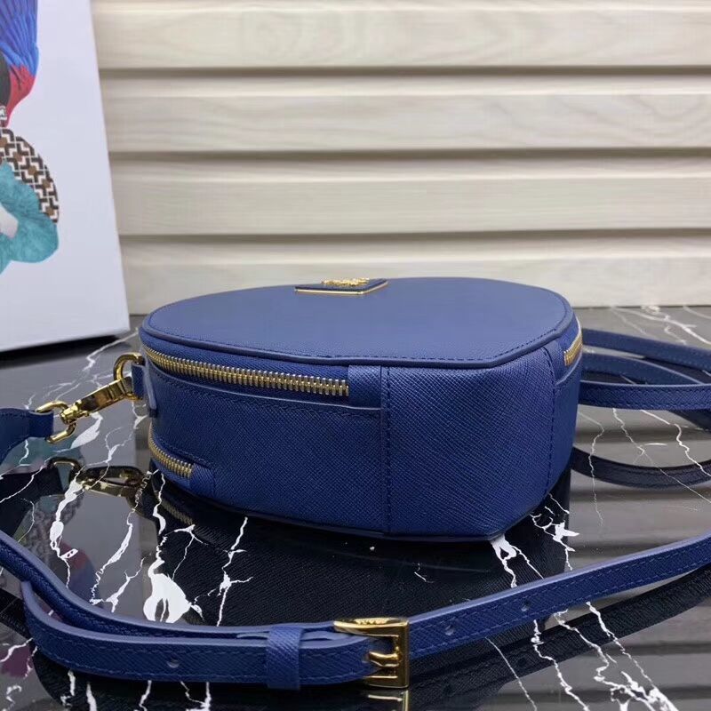 Prada Saffiano Original Leather Tote Heart Bag 1BH144 Blue