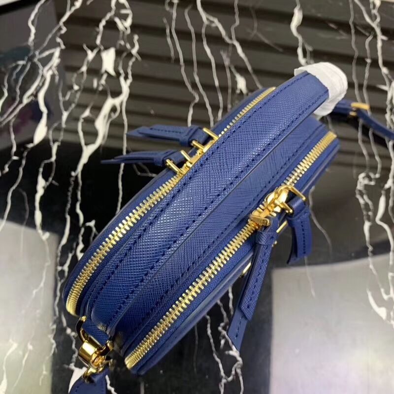 Prada Saffiano Original Leather Tote Heart Bag 1BH144 Blue