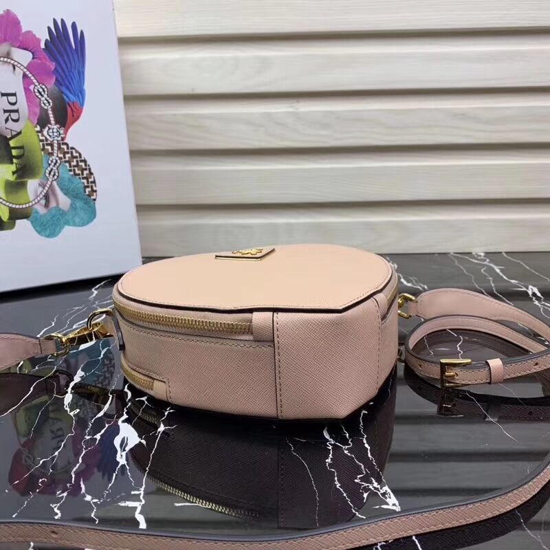 Prada Saffiano Original Leather Tote Heart Bag 1BH144 Pink