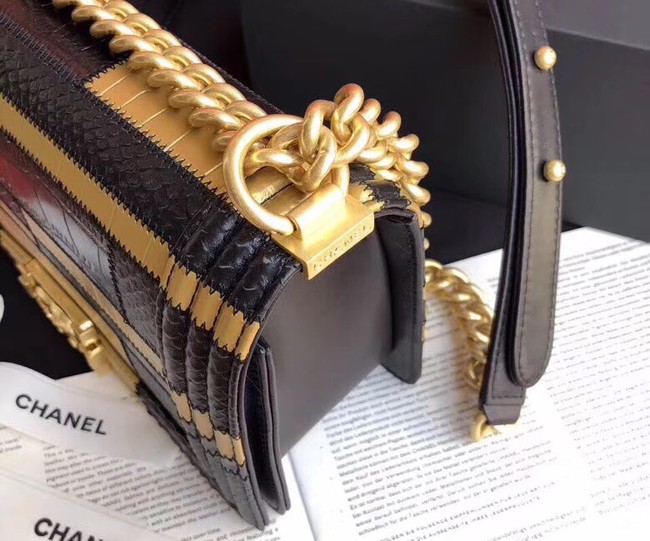 Chanel Le Boy Flap Shoulder Bag Original Leather A67085 gold&black