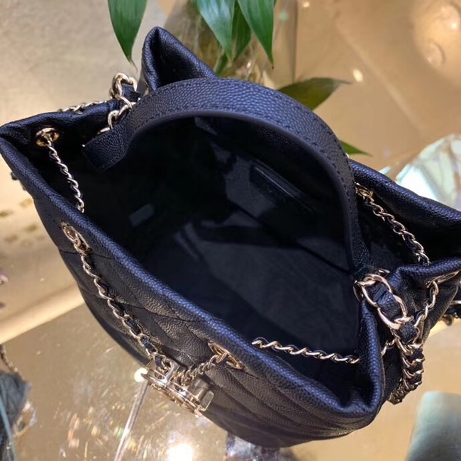 Chanel Original Caviar Leather Sac Hobo Bag AS0894 black