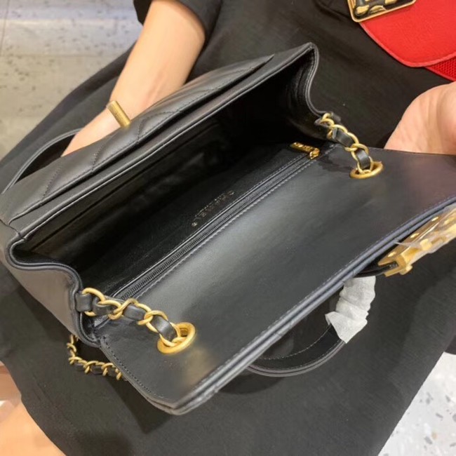 Chanel Calfskin & Gold-Tone Metal AS0804 black