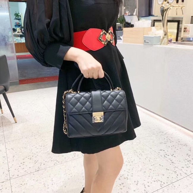 Chanel Calfskin & Gold-Tone Metal AS0804 black