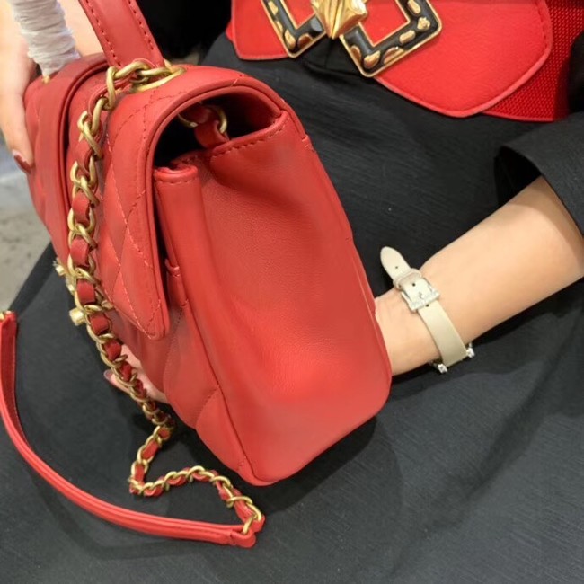 Chanel Calfskin & Gold-Tone Metal AS0804 red