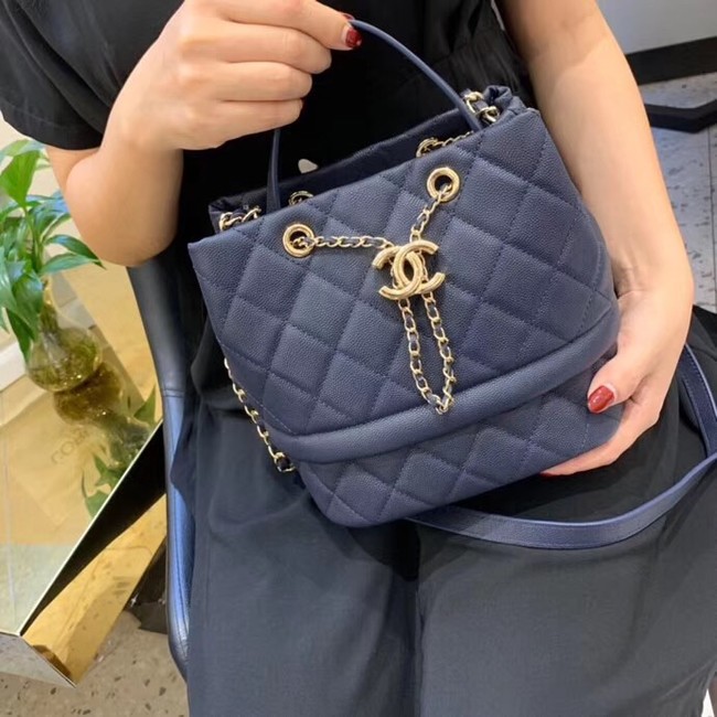 Chanel Original Caviar Leather Sac Hobo Bag AS0894 blue