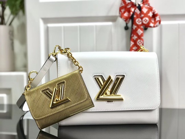 Louis vuitton original epi leather TWIST MM M50280 white&gold