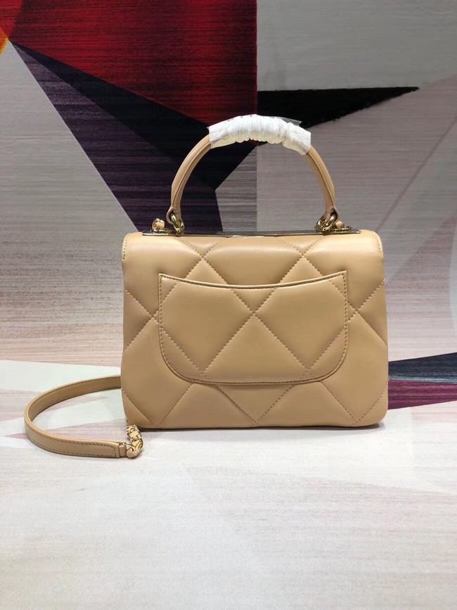 Chanel CC original lambskin top handle flap bag A92236 apricot&Gold-Tone Metal