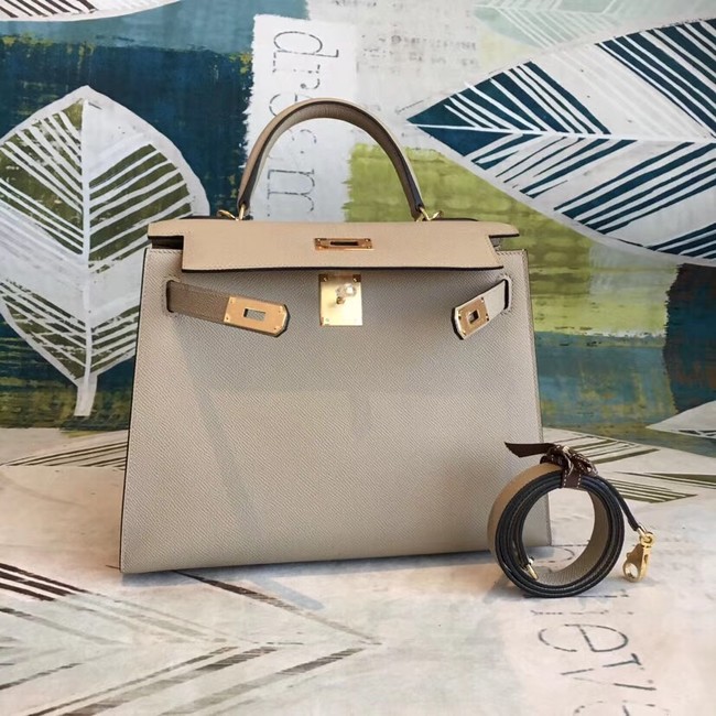 Hermes original Kelly Epsom Leather KL32 Beige