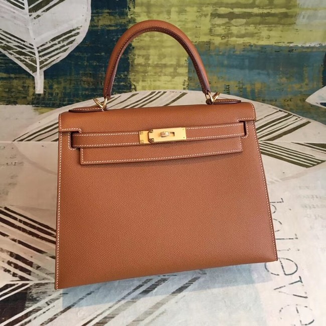 Hermes original Kelly Epsom Leather KL32 brown