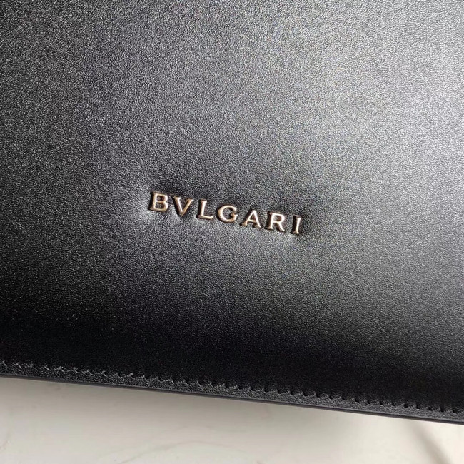 Bvlgari Serpenti Forever Pearl fish skin&Calfskin Leather small crossbody bag 288687 black 