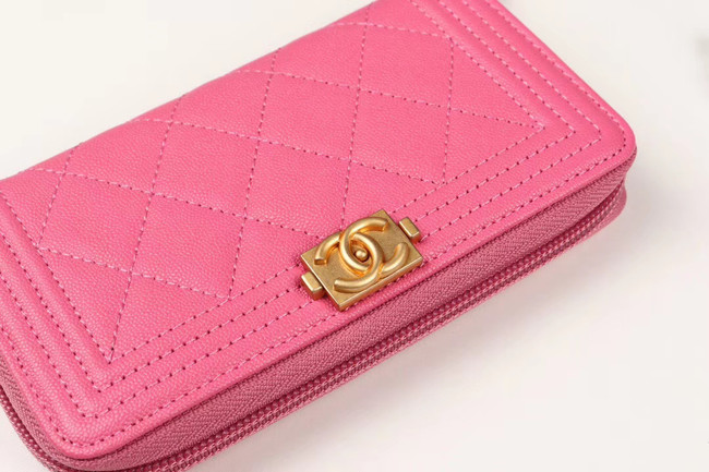 Chanel Calfskin Leather & Gold-Tone Metal Wallet A80566 rose