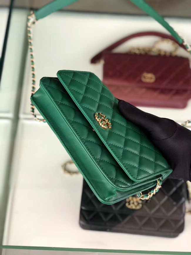 Chanel Original Leather Chain Wallet AP0724 green