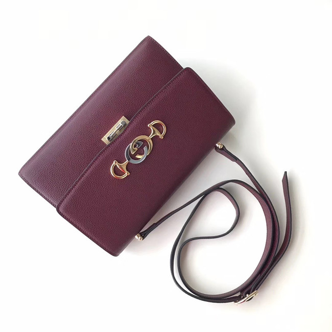 Gucci GG Leather Shoulder Bag A576388 Purplish