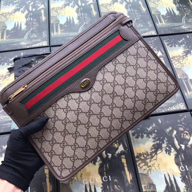 Gucci GG Supreme canvas pouch 597619 brown