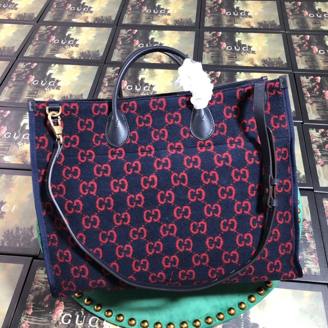 Gucci GG wool shopping bag 598169 Blue and red