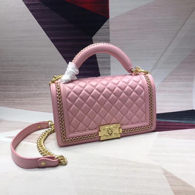 Chanel Leboy Original leather Shoulder Bag H67086 pink & gold -Tone Metal