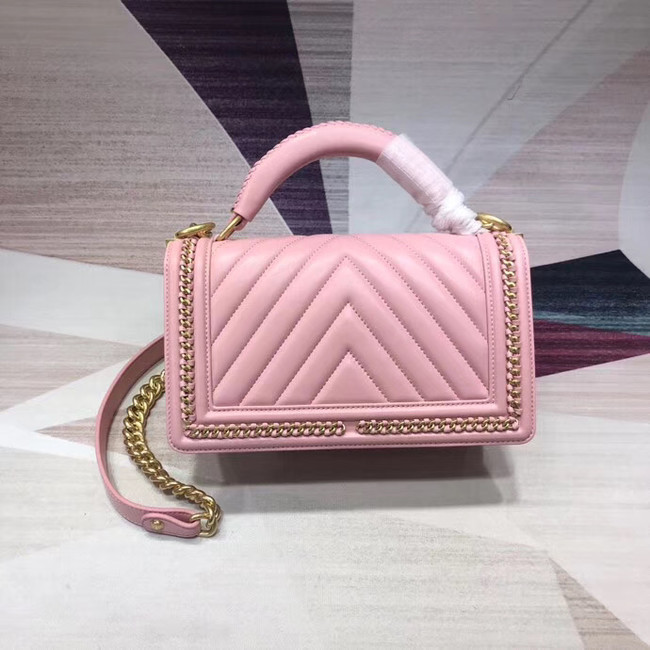 Chanel Leboy Original leather Shoulder Bag V67086 pink & gold -Tone Metal