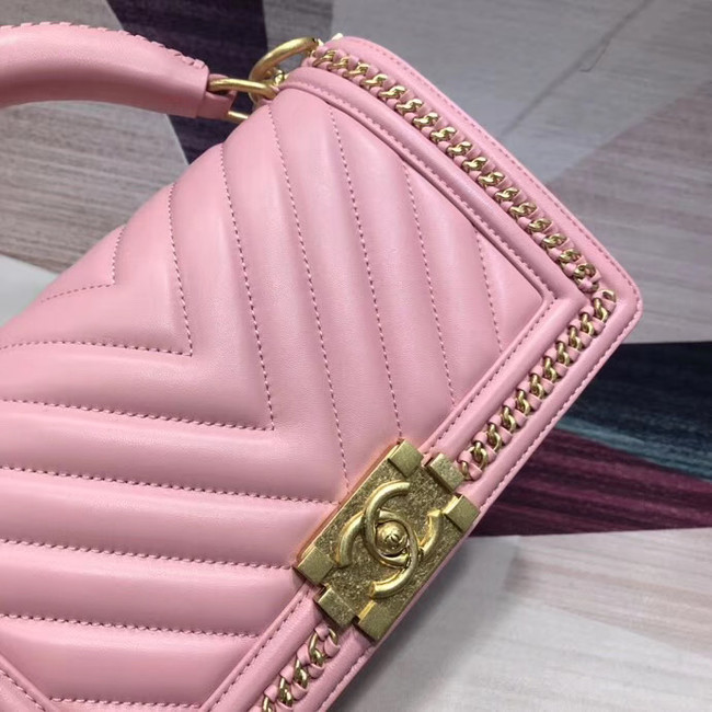 Chanel Leboy Original leather Shoulder Bag V67086 pink & gold -Tone Metal