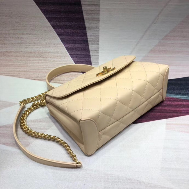 Chanel flap bag with top handle Lambskin & Gold-Tone Metal AS1174 Cream