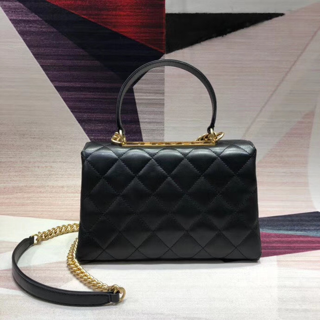 Chanel flap bag with top handle Lambskin & Gold-Tone Metal AS1174 black