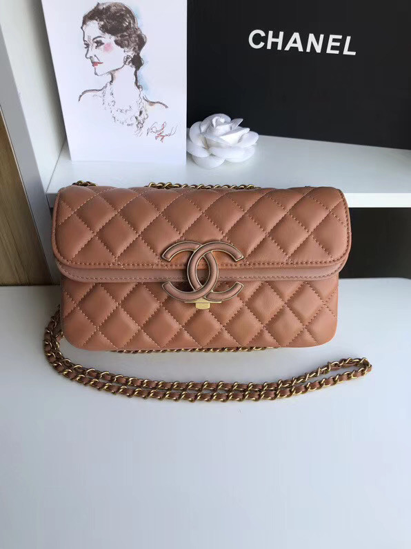 Chanel flap bag Lambskin & Gold-Tone Metal 57275 Camel