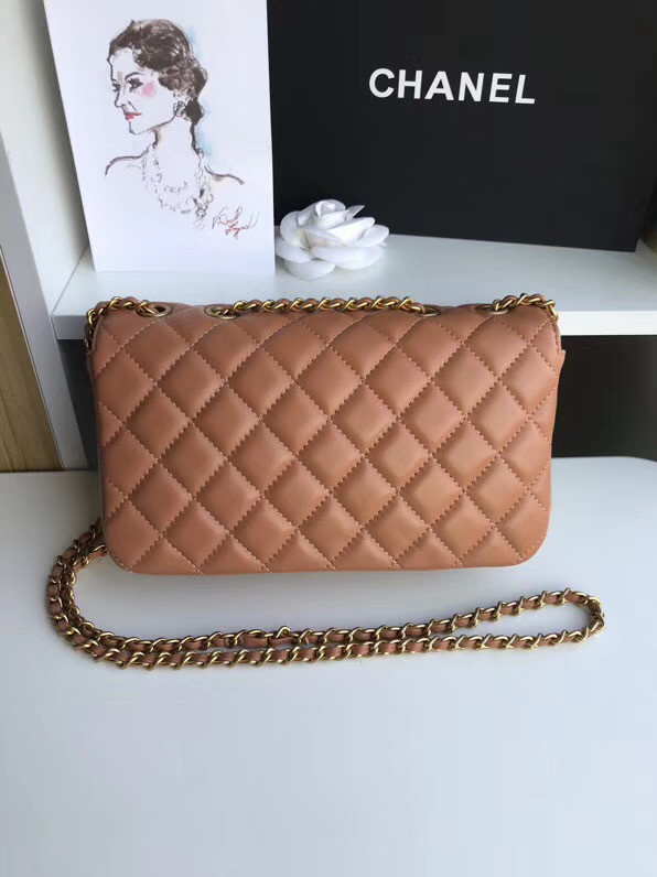 Chanel flap bag Lambskin & Gold-Tone Metal 57275 Camel