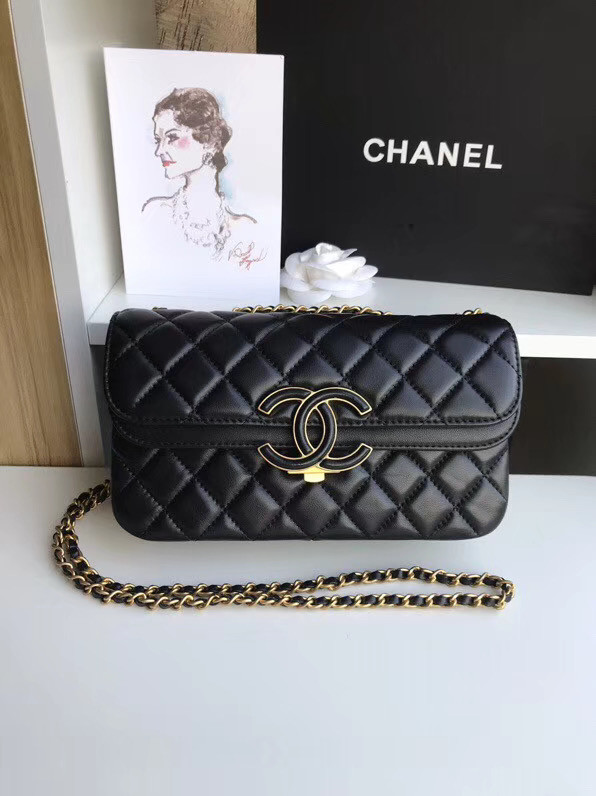 Chanel flap bag Lambskin & Gold-Tone Metal 57275 black