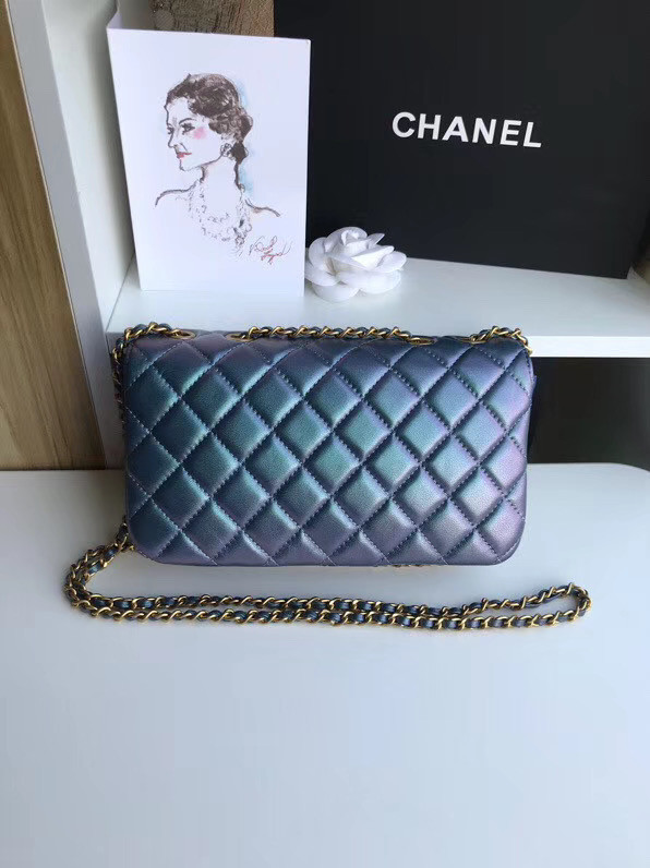 Chanel flap bag Lambskin & Gold-Tone Metal 57275 blue