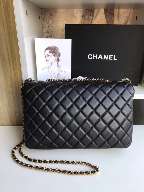 Chanel flap bag Lambskin & Gold-Tone Metal 57276 black