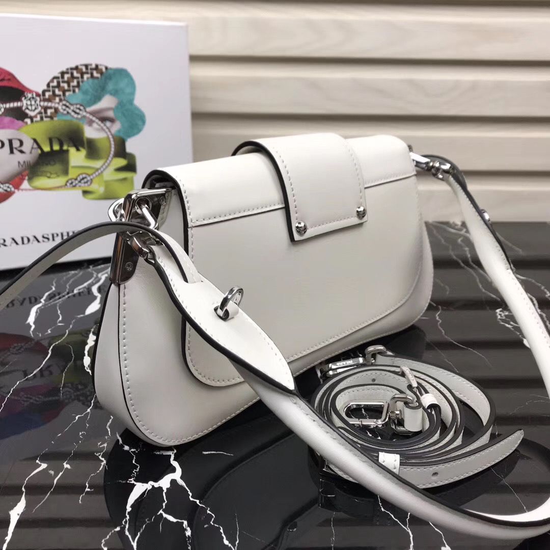 Prada Sidonie leather shoulder bag 1BD168 White