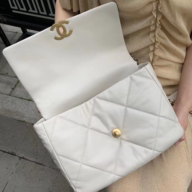 Chanel 19 flap bag AS1161 white