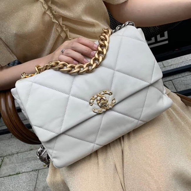 Chanel 19 flap bag AS1161 white