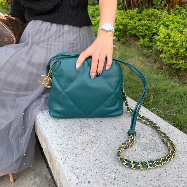 Chanel Original Soft Leather Chain Bag & Gold-Tone Metal AS0781 green