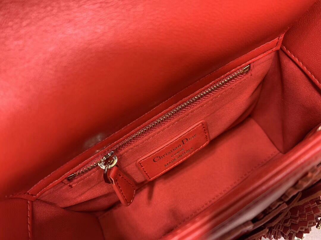 Dior MINI LADY DIOR CALFSKIN BAG M0505 red