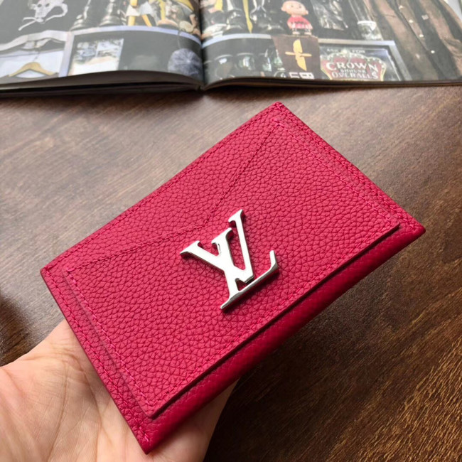 Louis vuitton original LOCKME CARD HOLDER M68555 Hot Pink