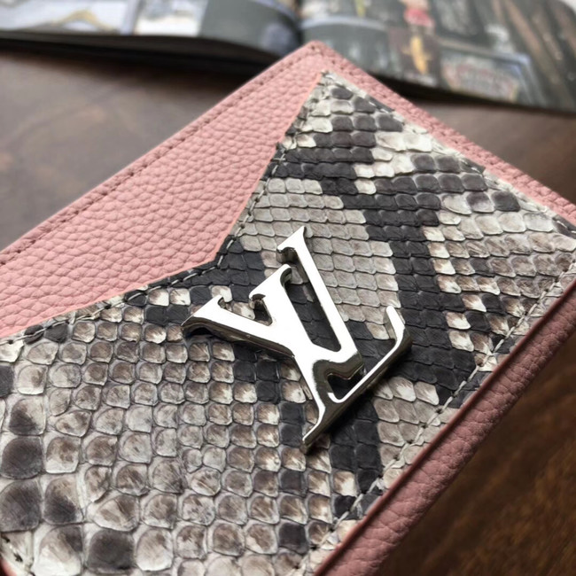 Louis vuitton original LOCKME CARD HOLDER N97001 pink