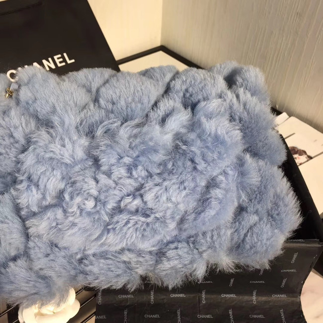 Chanel flap bag Wool sheepskin &Gold-Tone Metal AS1200 light blue