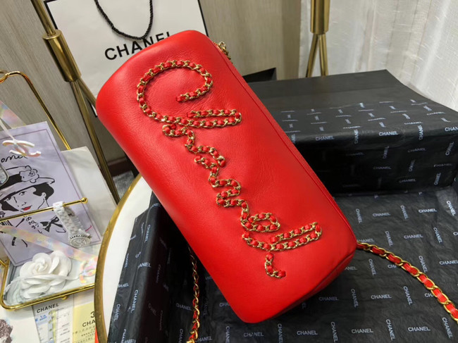 Chanel Original Soft Leather Chain Bag & Gold-Tone Metal AS1531 red